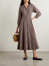 Doen Madelaine Delphine Womens Plaid Check Cotton Voile Midi Maxi Gown Dress XXS