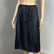 Vintage Lady Romance Half Slip Skirt Plus Size 2X 1970's Black Antron III Nylon
