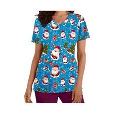 Women's Santa Christmas Scrubs Size-XL
