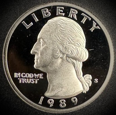 1989-S Washington Quarter PROOF Clad DEEP ULTRA CAMEO Coin