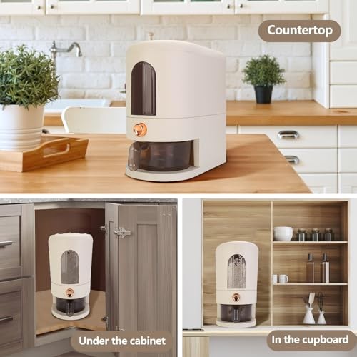 Rice Dispenser Rice Container with Measuring Cup, Upgraded 12 Lbs Cream White - Bild 7 von 7