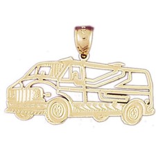 Caravan Rv Charm Pendant 14k Gold 2.7 Grams