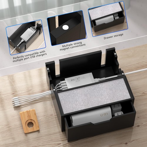 Bamboo Charging Station for Multi Device, with Power Charger & Cables, Nights... - 第 3/8 張圖片