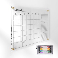 24x16" Clear Acrylic Wall Calendar with Dry Erase Surface, Monthly Planner Bo...
