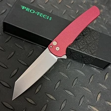 Pro-Tech Malibu 5405 LTD Red Textured Manual Knife Reverse Tanto Magnacut Blade