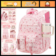 Cute Corduroy Kids Backpack for Girls, School Bag with 40 oz Tumbler, Stylish &