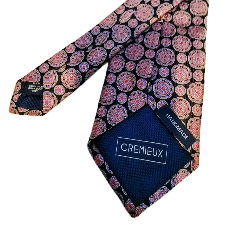 Corbata Daniel Cremieux Para Hombre Diseñador de Seda Multicolor Geométrica Hecha a Mano 3.75" Ancho Foto 3 de 4