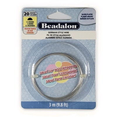 Beadalon German Style Wire for Jewelry Making, Round, Silver Plated, 20 Gauge