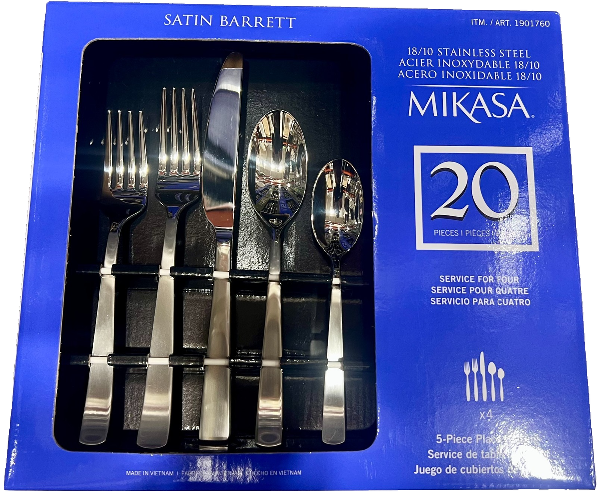 Mikasa, Satin Barret Flatware Service for 4, 20 Piece Set, 18/10