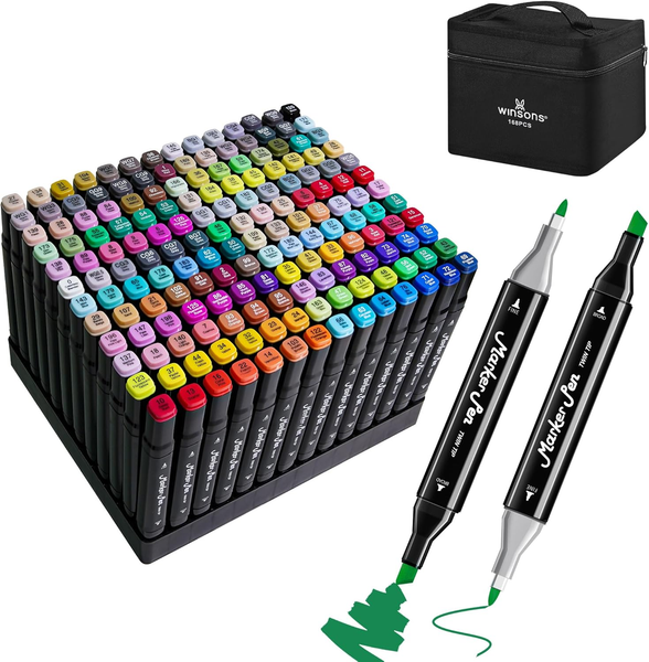 Winsons Alkohol Marker 80 Farben, Ungiftig, Schnell Trocknend Permanent Marker,-image