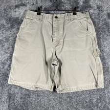 Carhartt Shorts Mens 34 Beige Cargo Canvas Relaxed Fit Workwear 7 Inseam