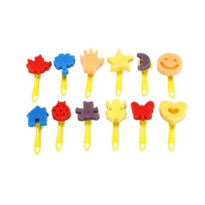 12 Pcs/Set Schwammbürste Schwämme Malen Schwammpinsel Malschwämme Für Kinder - Bild 1 von 4