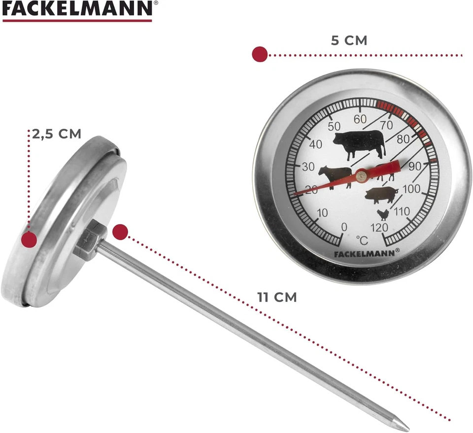 Termometro per Carne, Acciaio Inox, Argento, 11 Cm - Immagine 3 di 4