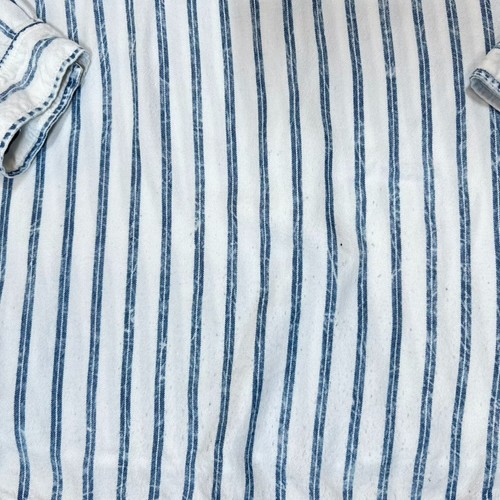 American Eagle Womens Medium Oversized Lightweight Blue Stripe Button Down Shirt - Picture 7 of 15