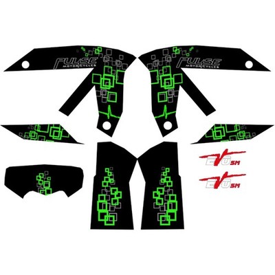 Motorrad Aufkleber Paket schwarz/grün für A31B STCKR118 einfache Montage DECAL