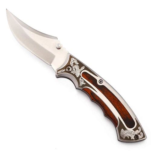 Pocket Knife Folding Knife stainless steel blade + handle (stainless steel an...