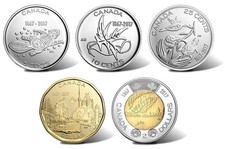 Canada 1867-2017 150th commemorate 5 coin set - 5C/10C/25C/$1/$2 GUNC@#2035