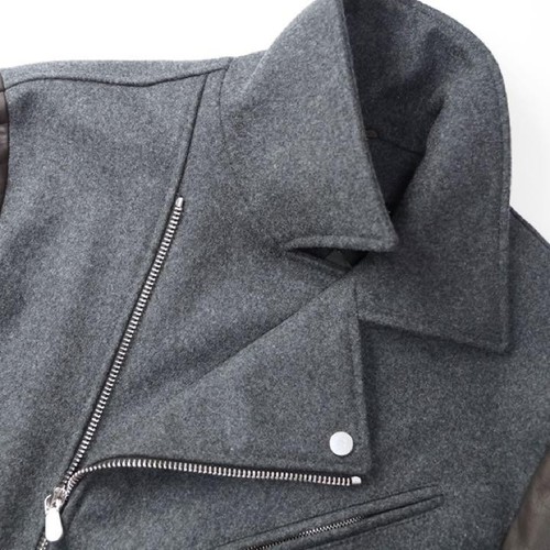 ELEVENTY Italy Wool Blend Leather Sleeve Rider Jacket Men's 50L - Picture 6 of 10