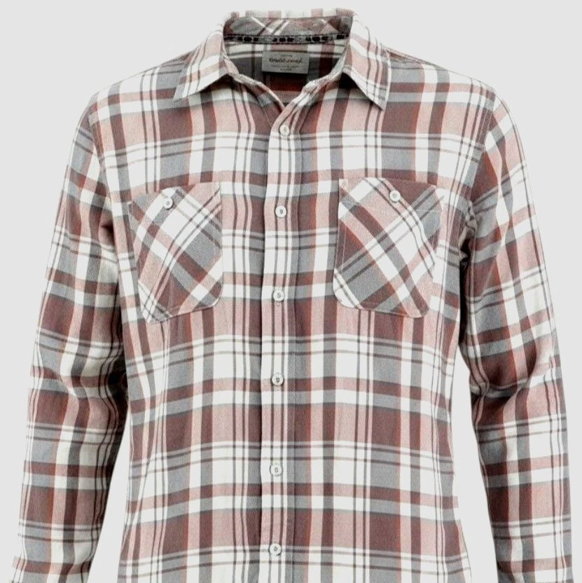 Weatherproof Vintage Flannel Shirt XL Orange Gray Plaid Burnout Soft Mens NEW