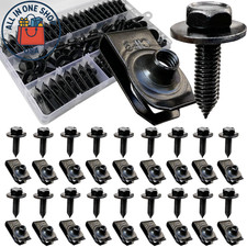 1/4" U-Nut Clips Hex Head Body Bolts Bumper Fender Liner Auto Fasteners 60PCS