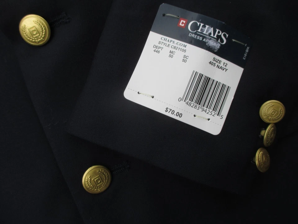 CHAPS Boy NAVY Blue BLAZER Sport Coat Single Breast SCHOOL Uni BRASS Buttons 12 - Image 2 of 4