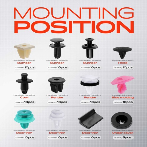 A-Premium 115Pcs Bumper Fender Trim Clips Retainer Fastener Kits for Kia Sorento - Picture 3 of 12