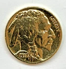 1936 P   GOLD BUFFALO NICKEL -  24K GOLD PLATED Buffalo Head Nickel - SHIPS FREE