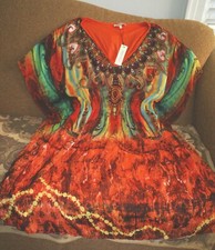 Speed Control Kaftan/Caftan Plus Sz 1X Dress Rust Tones Woman NEW Free Shipping