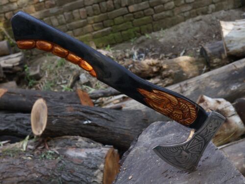 Ascia vichinga lama acciaio al carbonio bellissima ascia Tomahawk fatta a mano con L/guainaBL-4735 - Foto 21 di 23