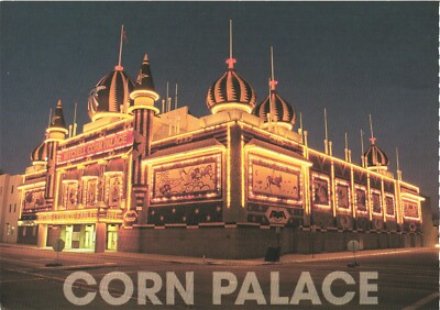 Mitchell SD South Dakota Corn Palace Night View 1994 Chrome Postcard Unused
