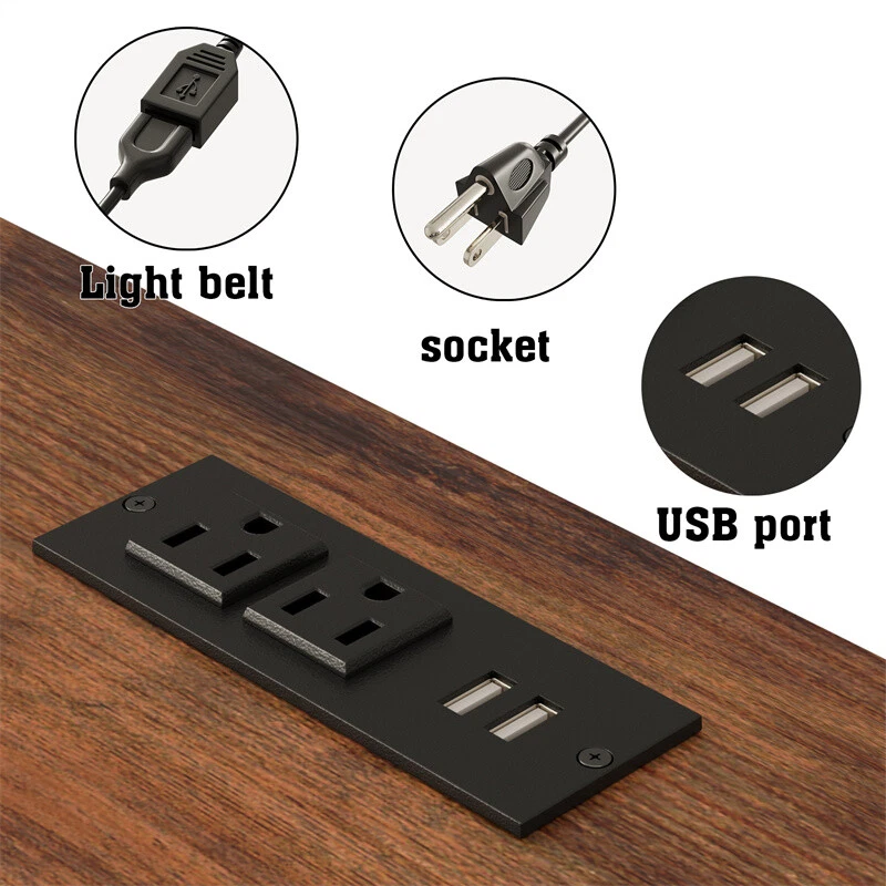 Cama tipo loft de metal de tamaño completo con escritorio, escaleras de almacenamiento, estantes y luz LED para dormitorio Foto 3 de 4