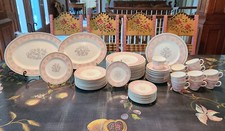 Vintage 1960s England Wedgwood Bone China Dinner Set 67 pcs Pink Pimpernel