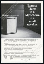 1973 Klipsch Heresy speaker  Klipschorn photo vintage print ad