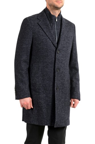 Hugo Boss Men's "T-Lennard4" Blue Wool Silk 2 in 1 Coat US S IT 48 - Picture 2 of 10