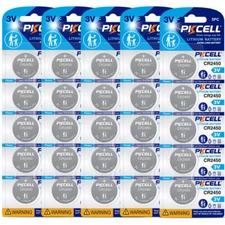PKCELL 25x CR2450 ECR2450 3V Button Coin Cell Lithium Batteries for Car Key Fobs
