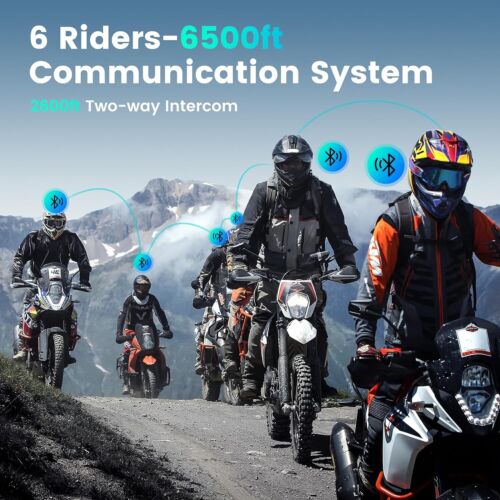 G-Max FM Bluetooth 5.2 Headset Motorrad Intercom 6 Fahrer 2000m Musik teilen - Bild 2 von 16