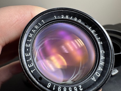 Leica Tele-Elmarit 90mm f2.8 w/ 12575 Hood, Caps, UV Filter