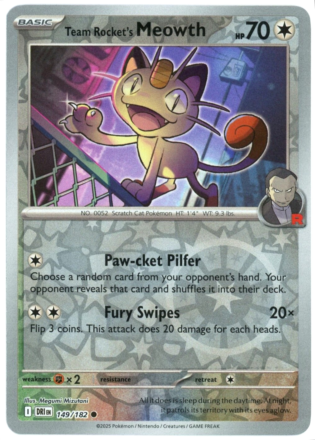 Team Rocket's Meowth (Reverse Holo) - 149/182 - Destined Rivals - NM/M - Pokemon