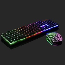 Rainbow Gaming Keyboard and Mouse Set LED Multi- Colored Changing