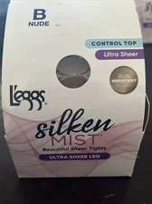L'eggs Silken Mist Pantyhose Ultra Sheer Leg Control Top, Size B - NUDE