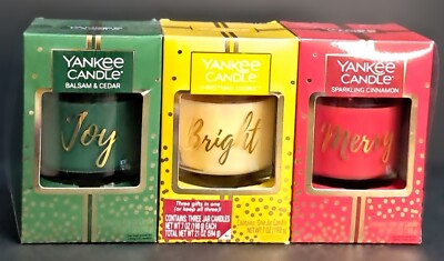 Yankee Candle Set of 3, Balsam Cedar, Christmas Cookies, Sparkling Cinnamon