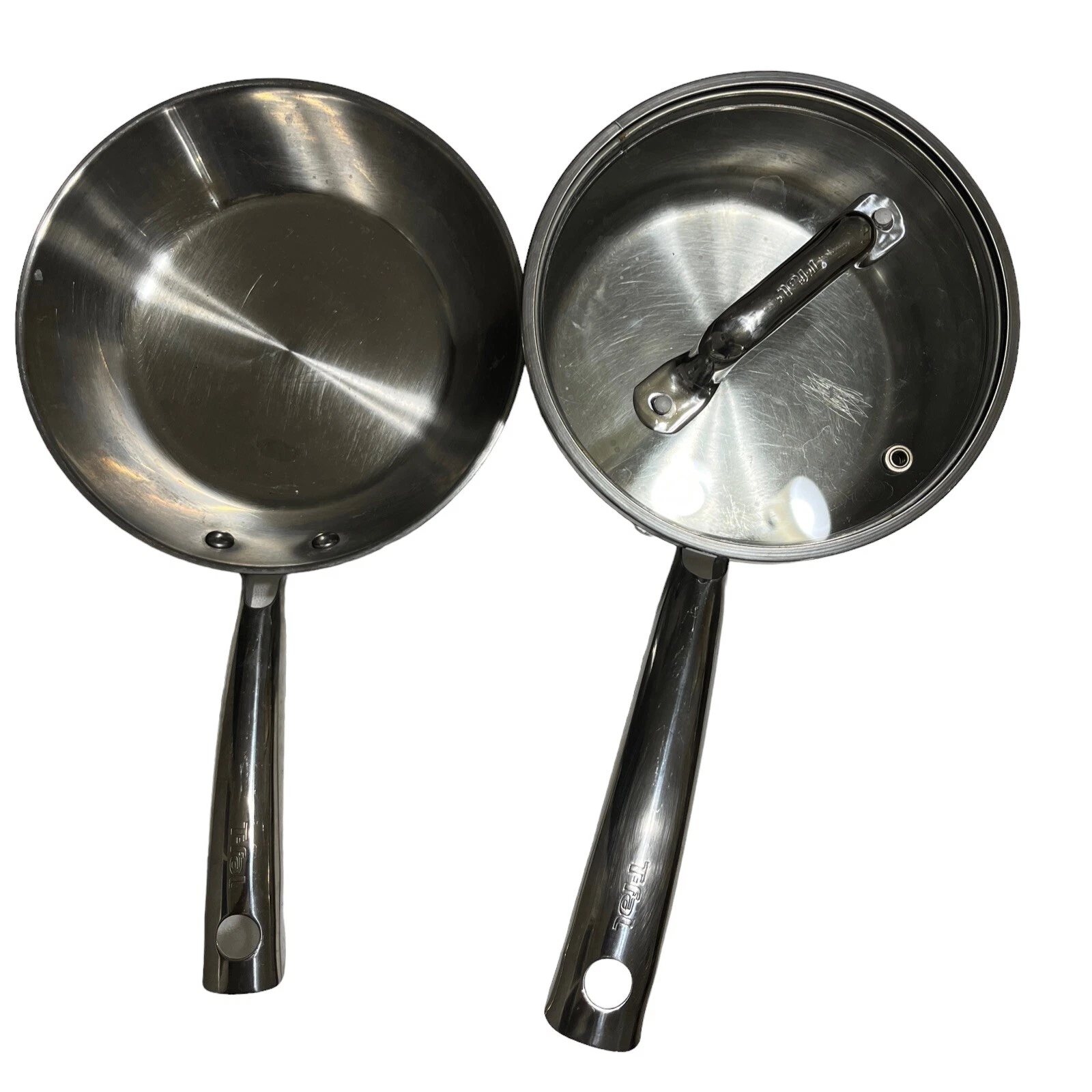 t fal pot and pans Set Of Two With Lid 2.2 q - Pan 8” Pot Is 7” Only Lid/ Pan