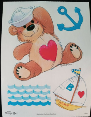 VINTAGE SUZY'S ZOO SAILOR BEAR STICKER SHEET  #9883