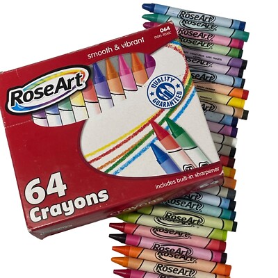 Discontinued RoseArt Mega Crayon Built In Sharpener 64 Box Rose Art