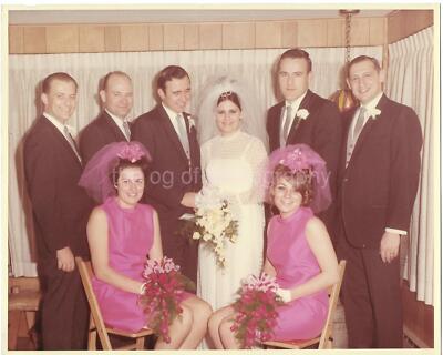 1960's WEDDING PORTRAIT 8 x 10 Original FOUND PHOTO Color BRIDE Vintage 45 1 E