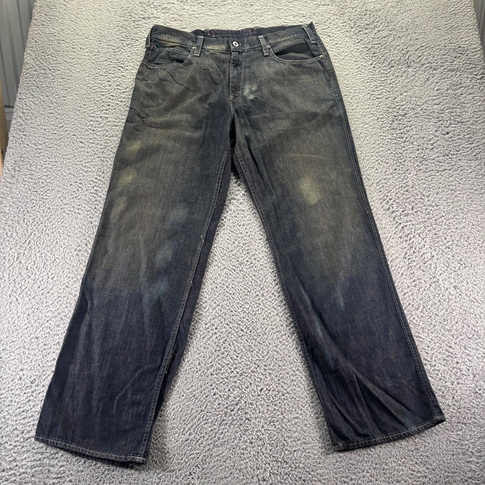 Pantalones de mezclilla Jones Apparel vintage para hombre 36x32 azul lavado oscuro holgados masa utilitarios Foto 2 de 4