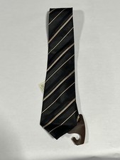 Mens Giorgio Cosani Black Hand Made Pure Silk Tie WIth Gold Stripes NEW