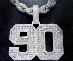 Authentic Men's Customized "90" Lucky Number Pendant in 14k White Gold Plated 925 Silver