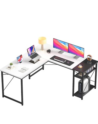 Foxemart L-Shaped Computer Desk, Industrial Corner Desk Writing Study Table
