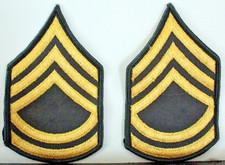 Sargento del Ejército de los Estados Unidos Primera Clase SFC Gran Rango Insignia Par Parche Vestido Verde